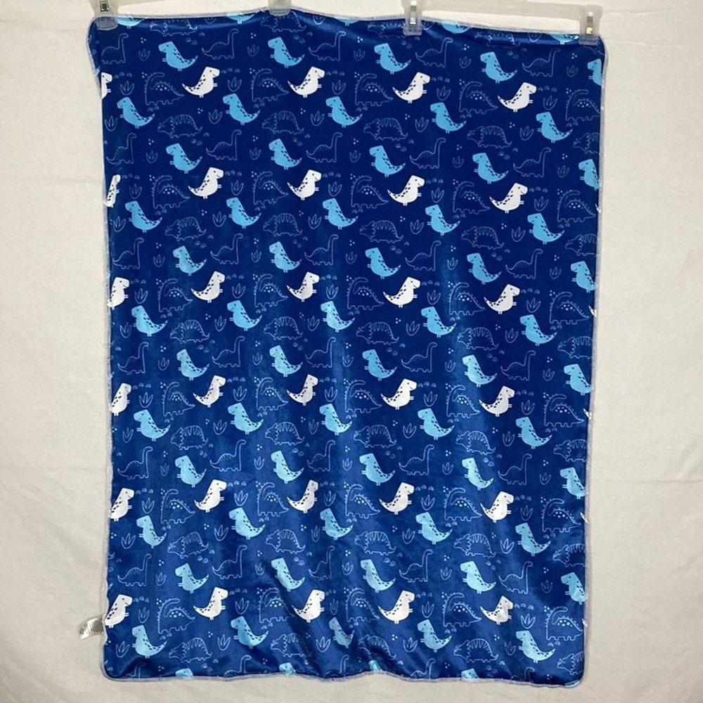 Manhattan‎ Kids Dinosaur Baby Blanket Throw Plush Sherpa Backing Pet Blue White